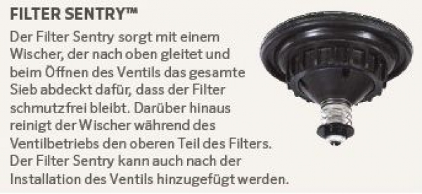 FilterSentry, selbstreinigendes Filtersystem im Hunter Magnetventil